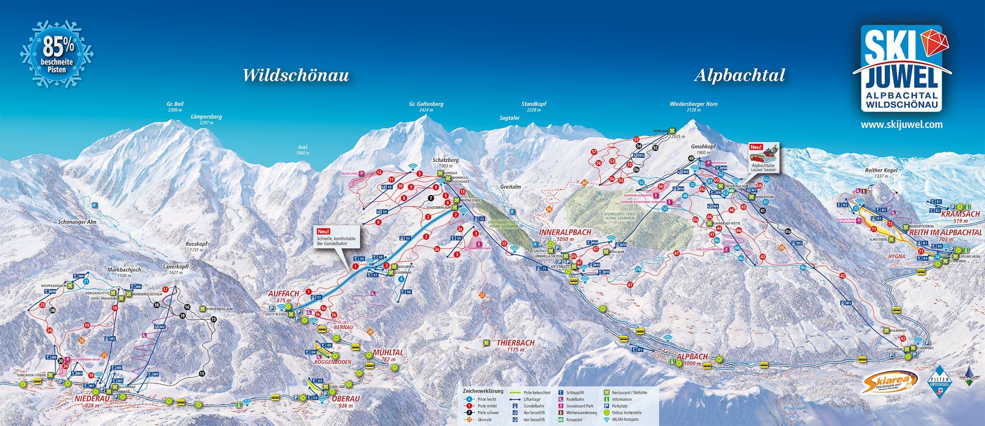 Auffach-Wildschonau ski map