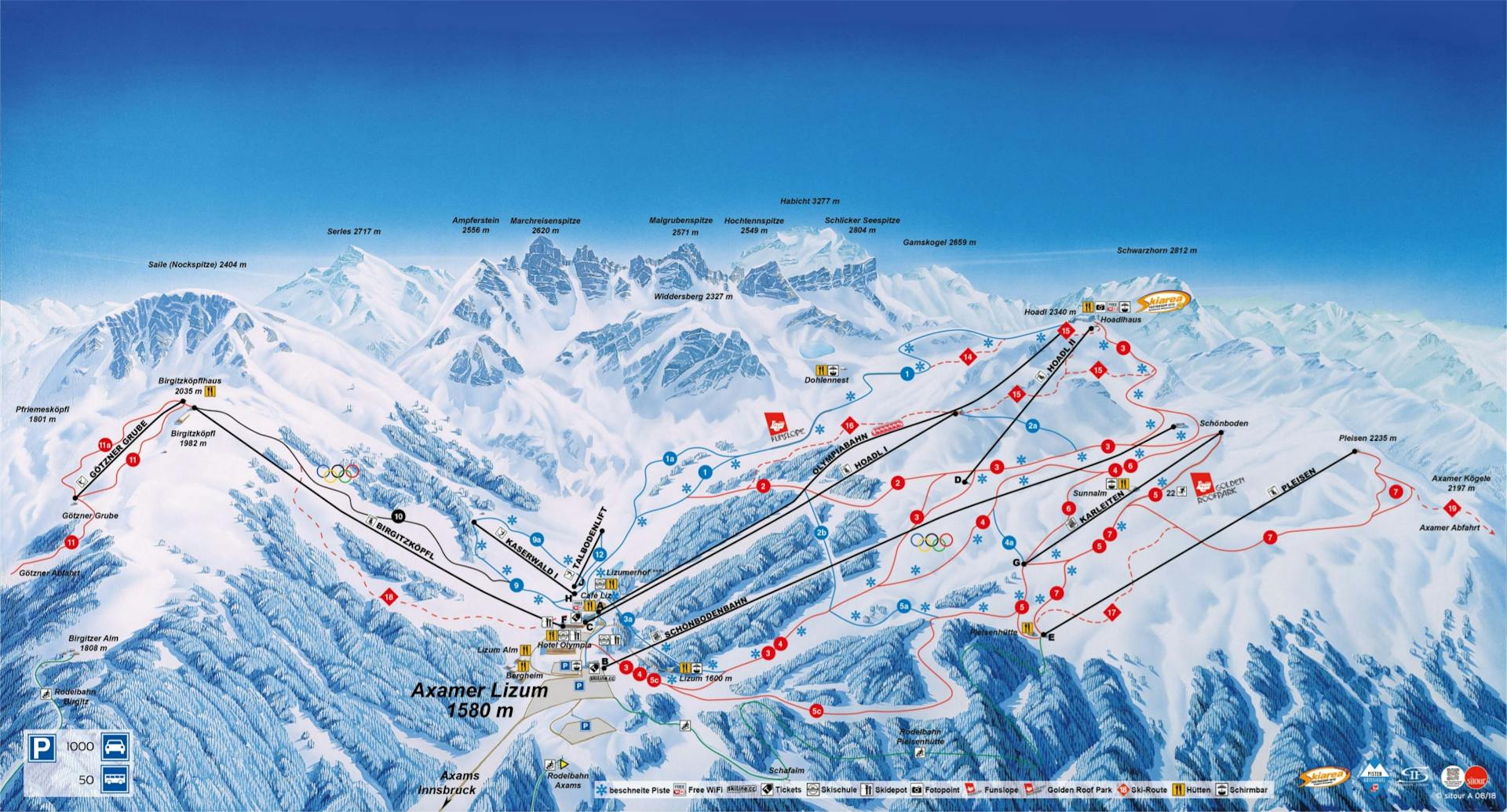 Axamer Lizum ski map