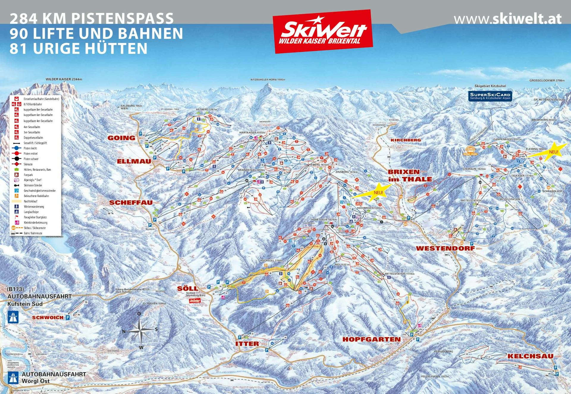 Brixen im Thale ski map