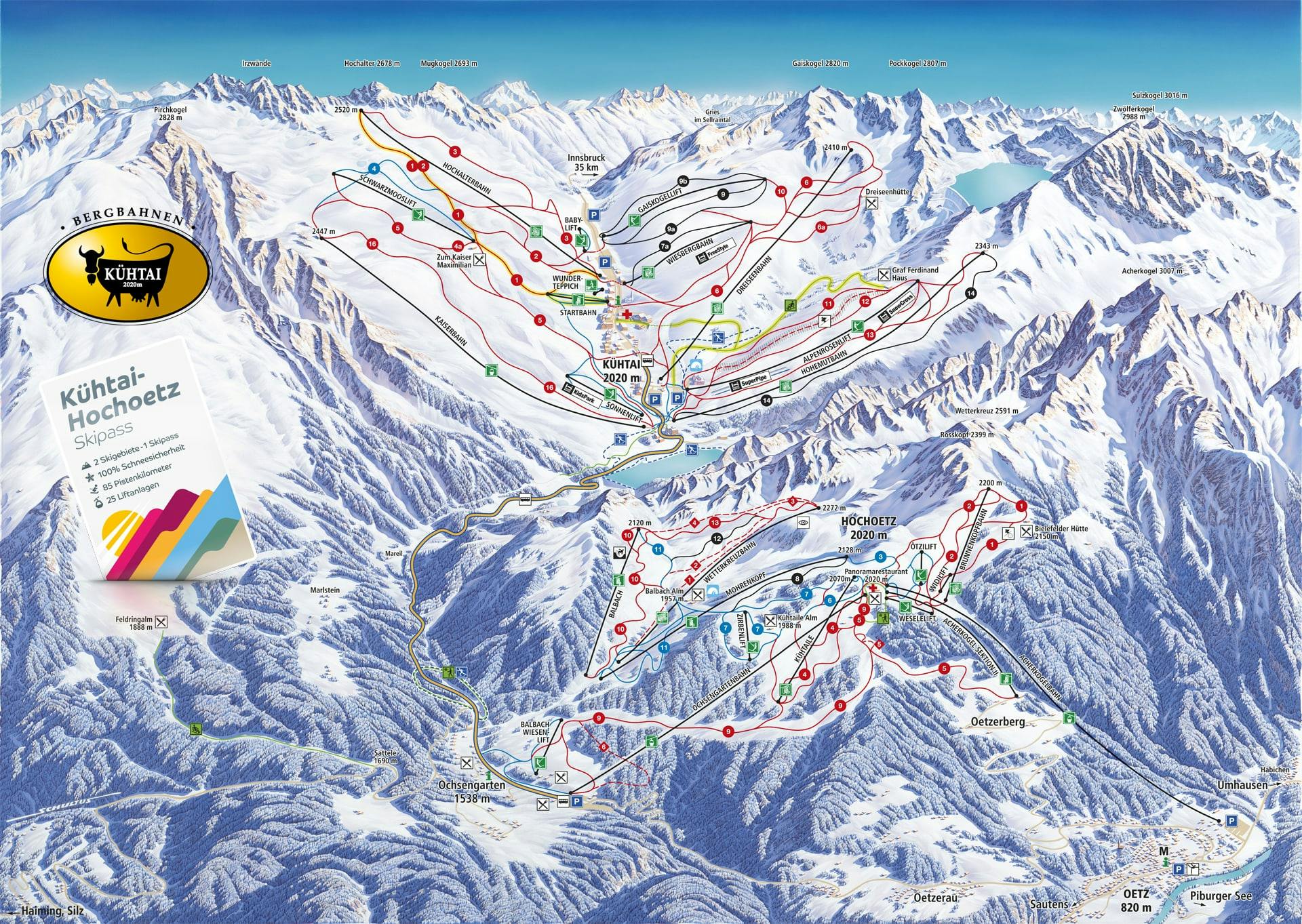 Kuhtai ski map