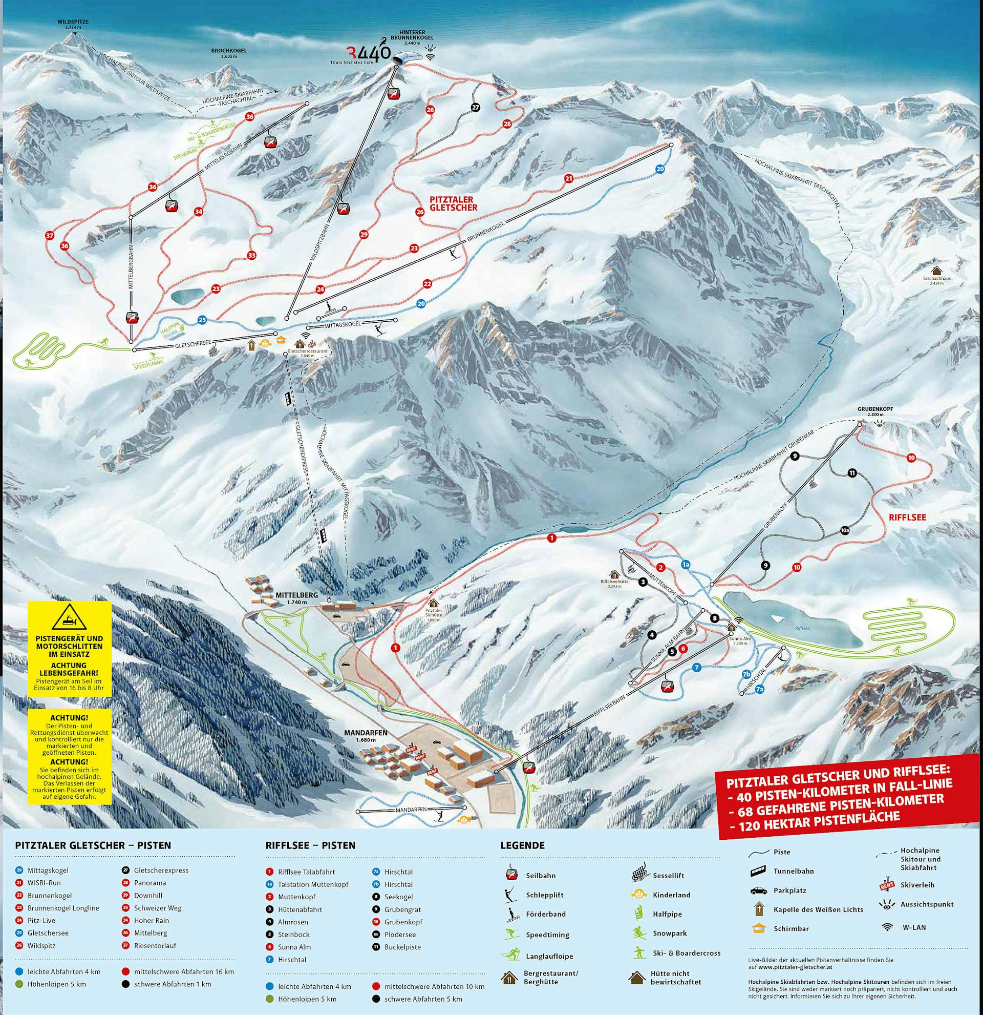 Pitztal Glacier ski map