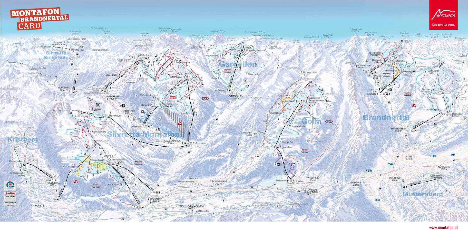Silvretta Montafon ski map