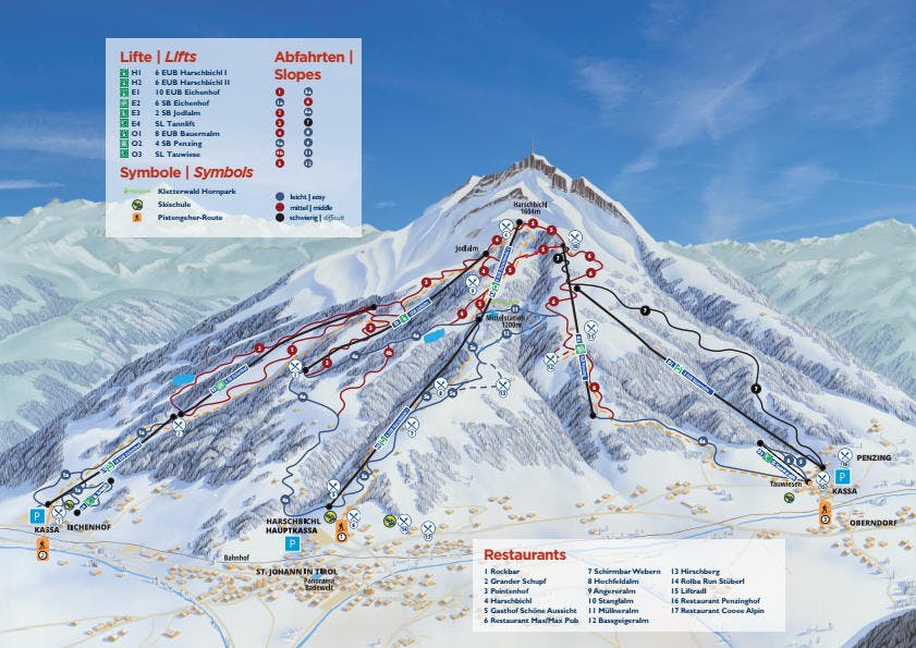 St Johann in Tirol ski map