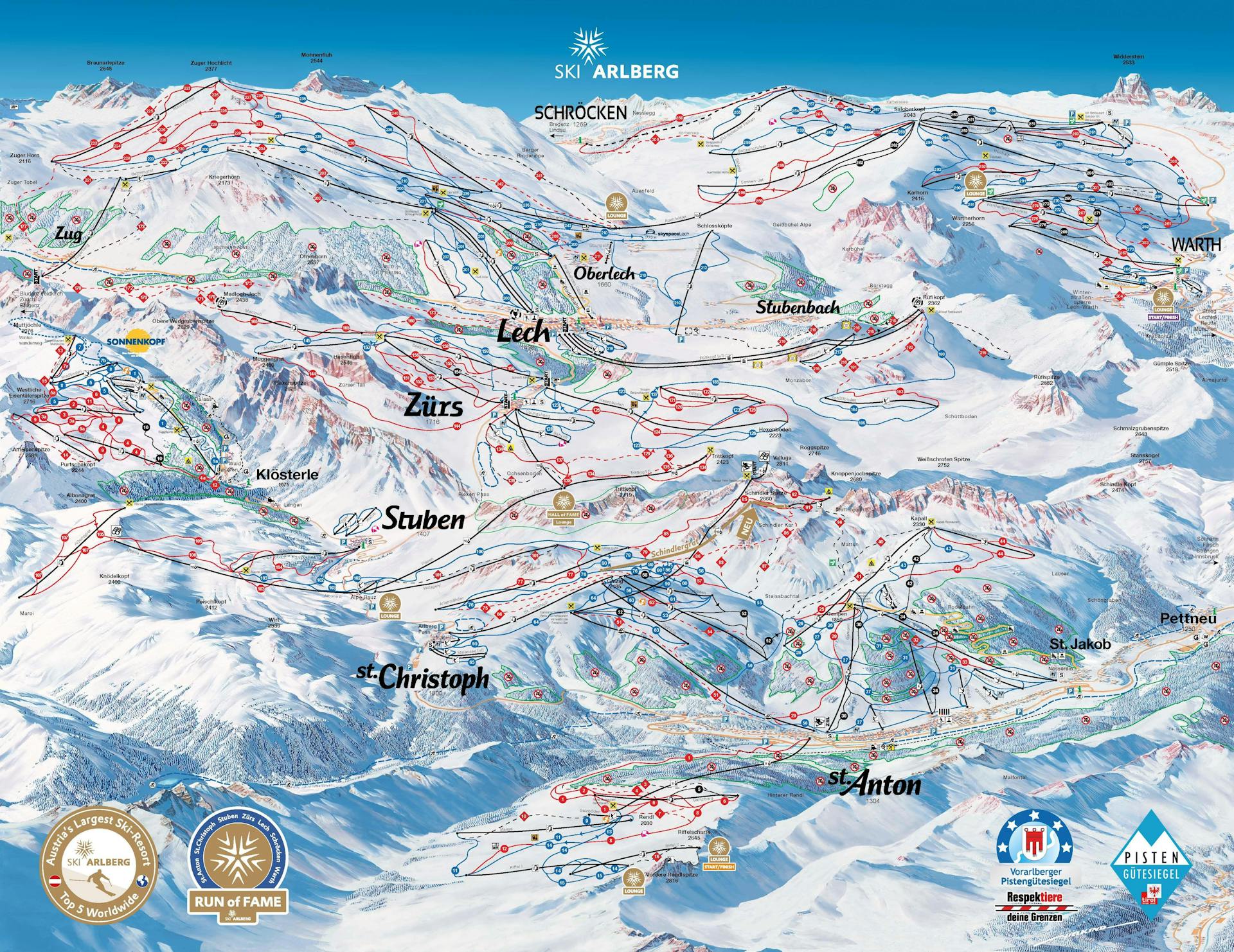 Stuben ski map