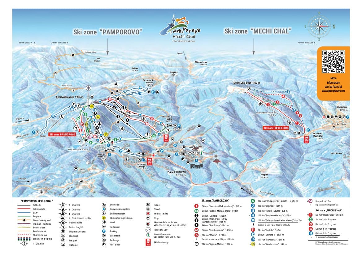Pamporovo ski map