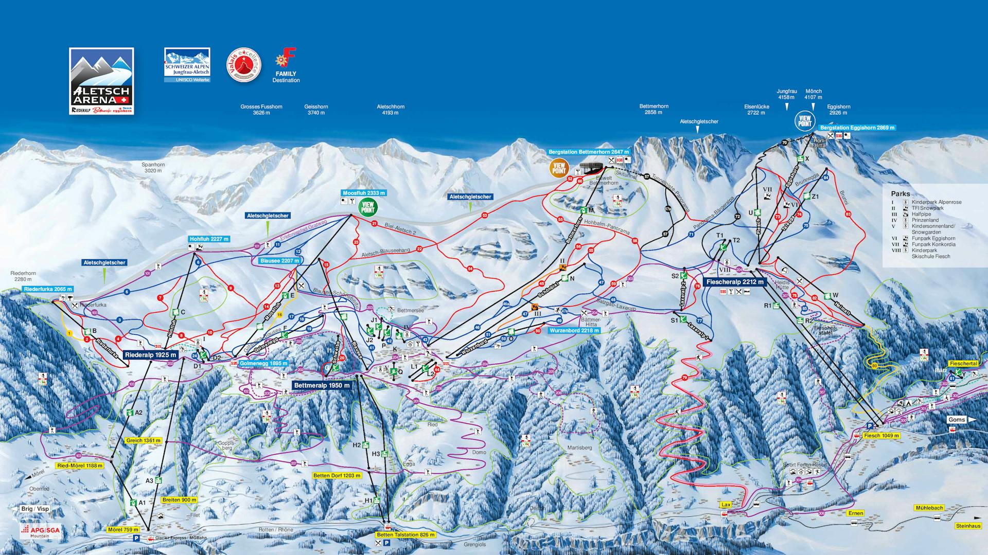 Bettmeralp ski map