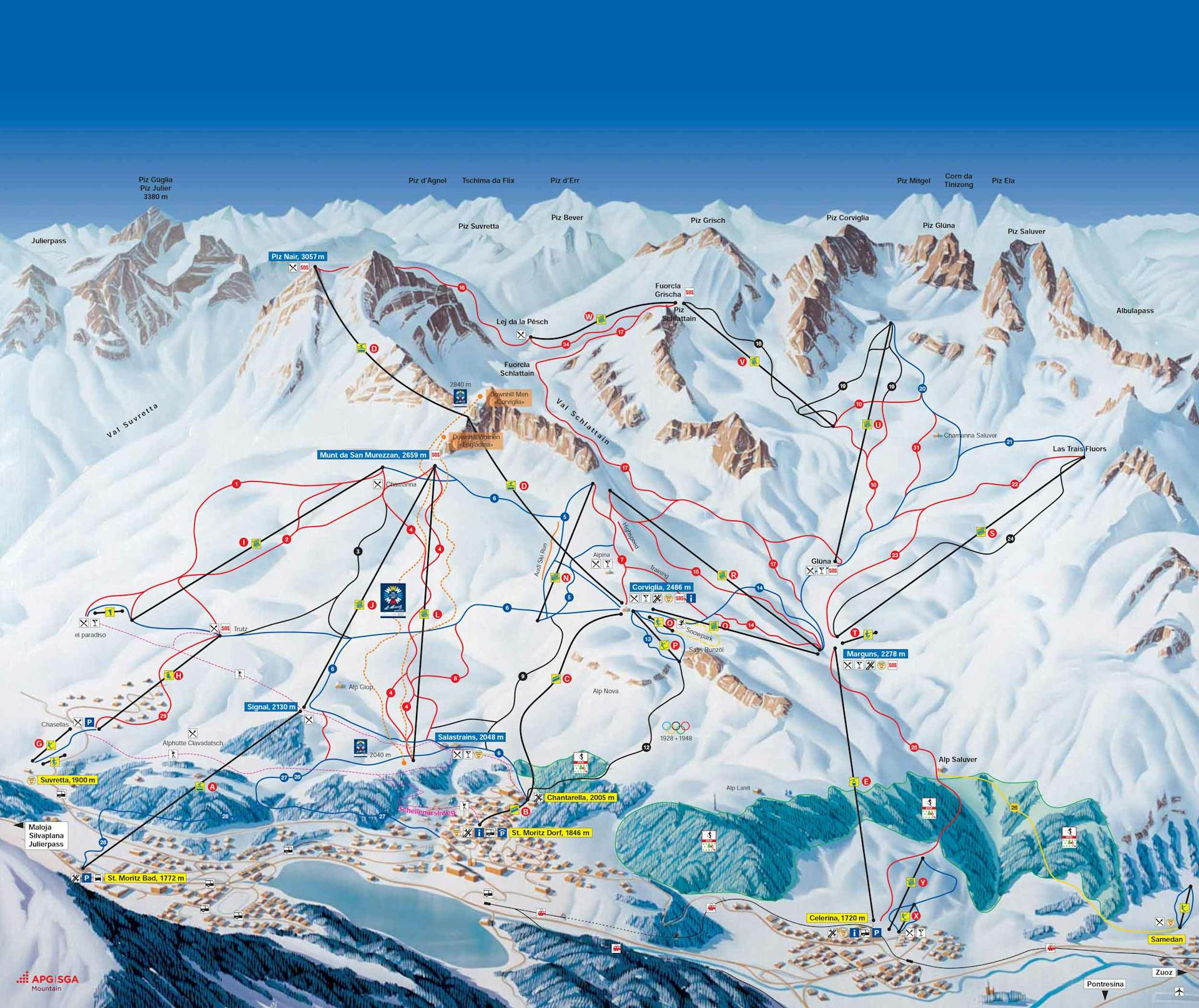 Celerina ski map