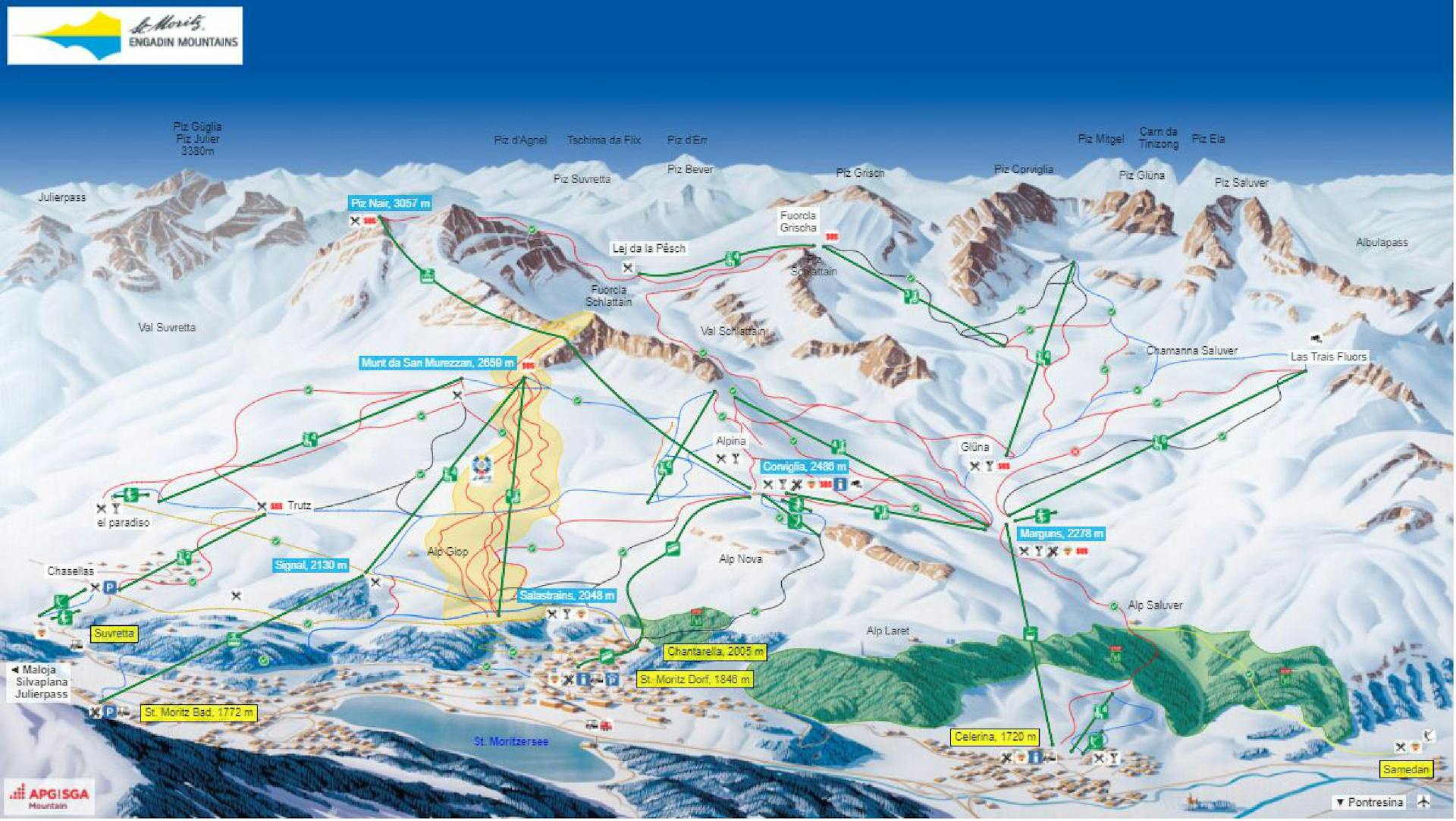 St Moritz ski map