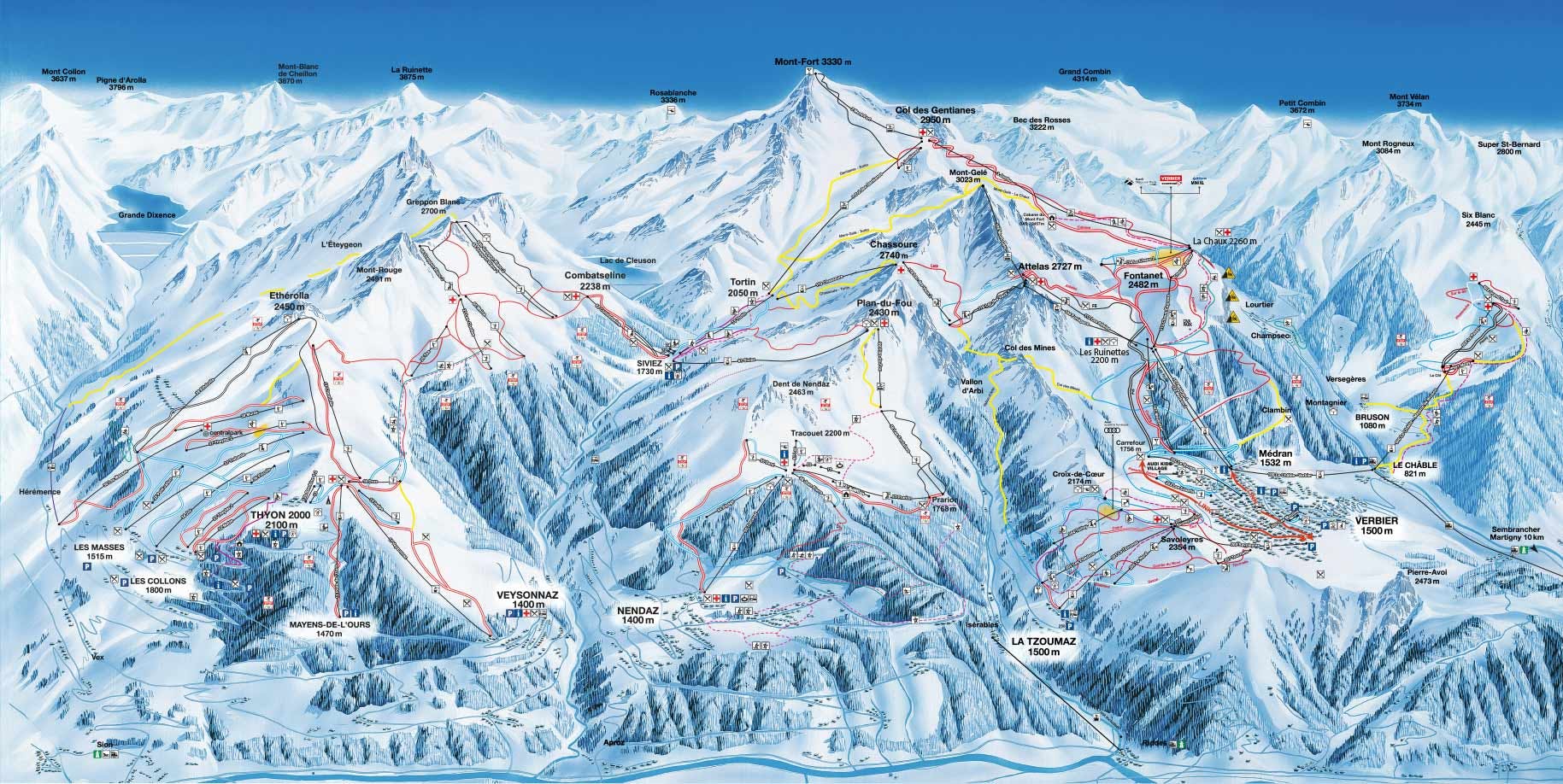 La Tzoumaz ski map