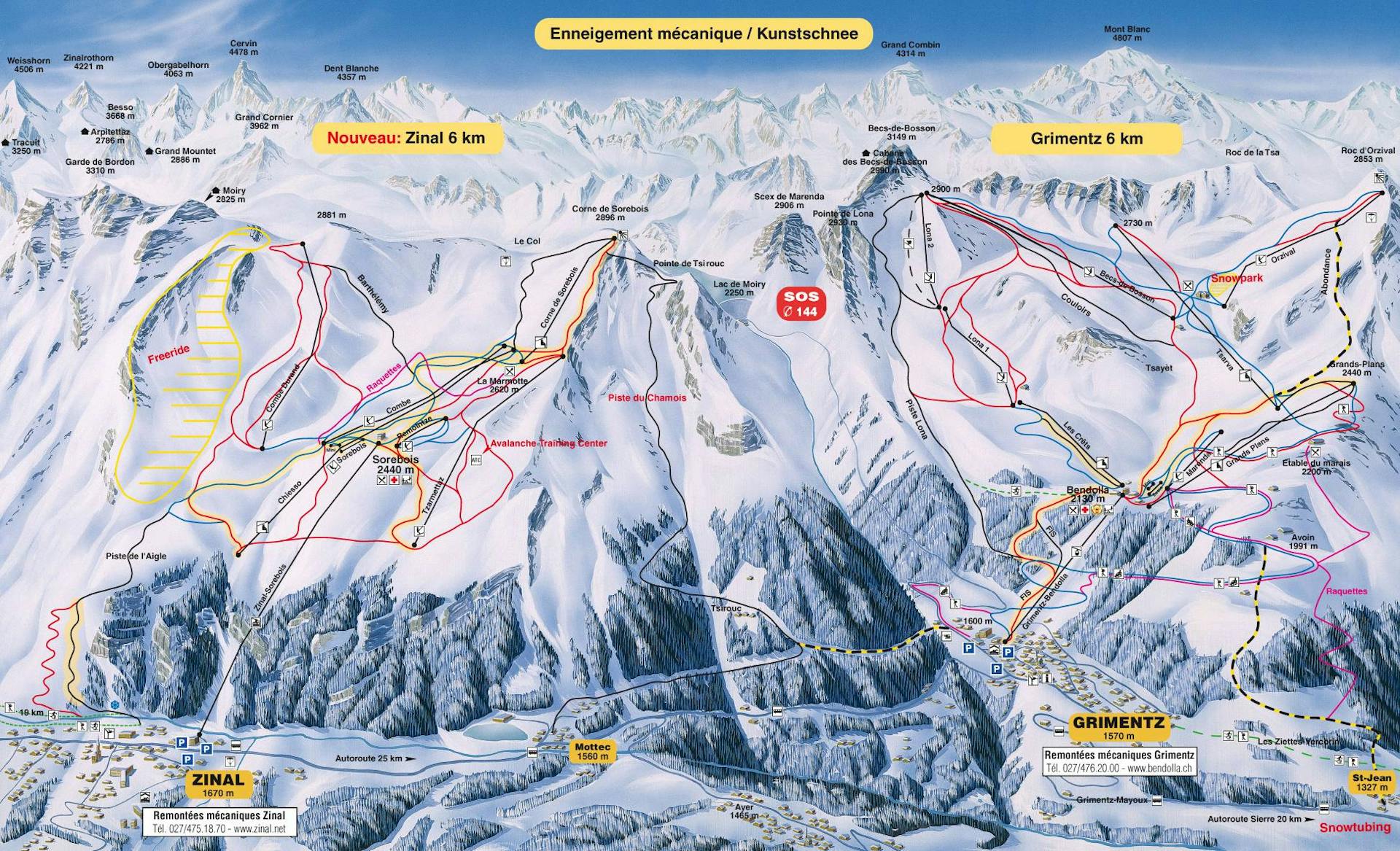 Zinal ski map
