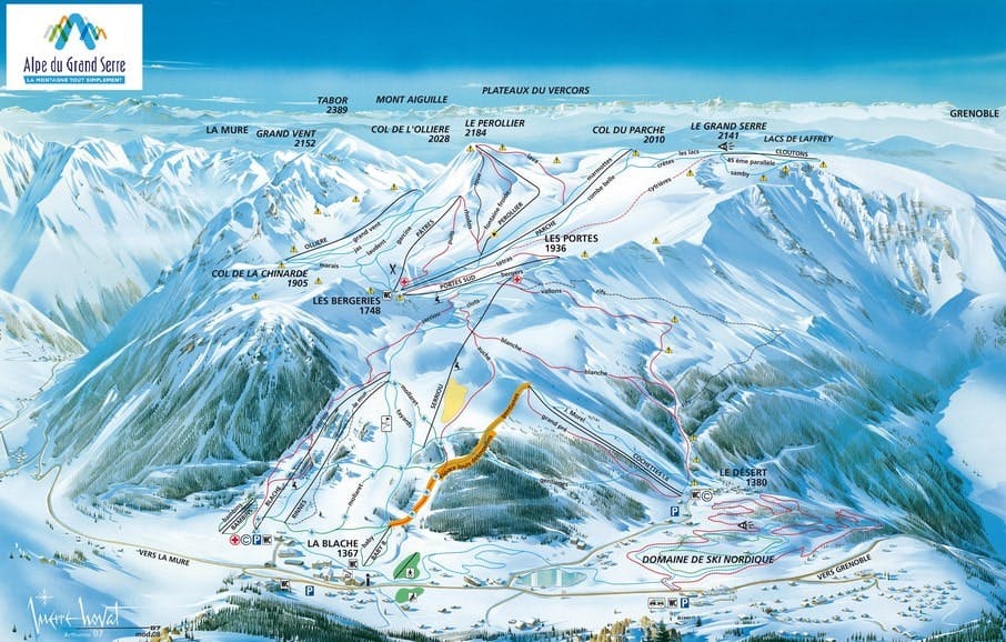 Alpe du Grand-Serre ski map
