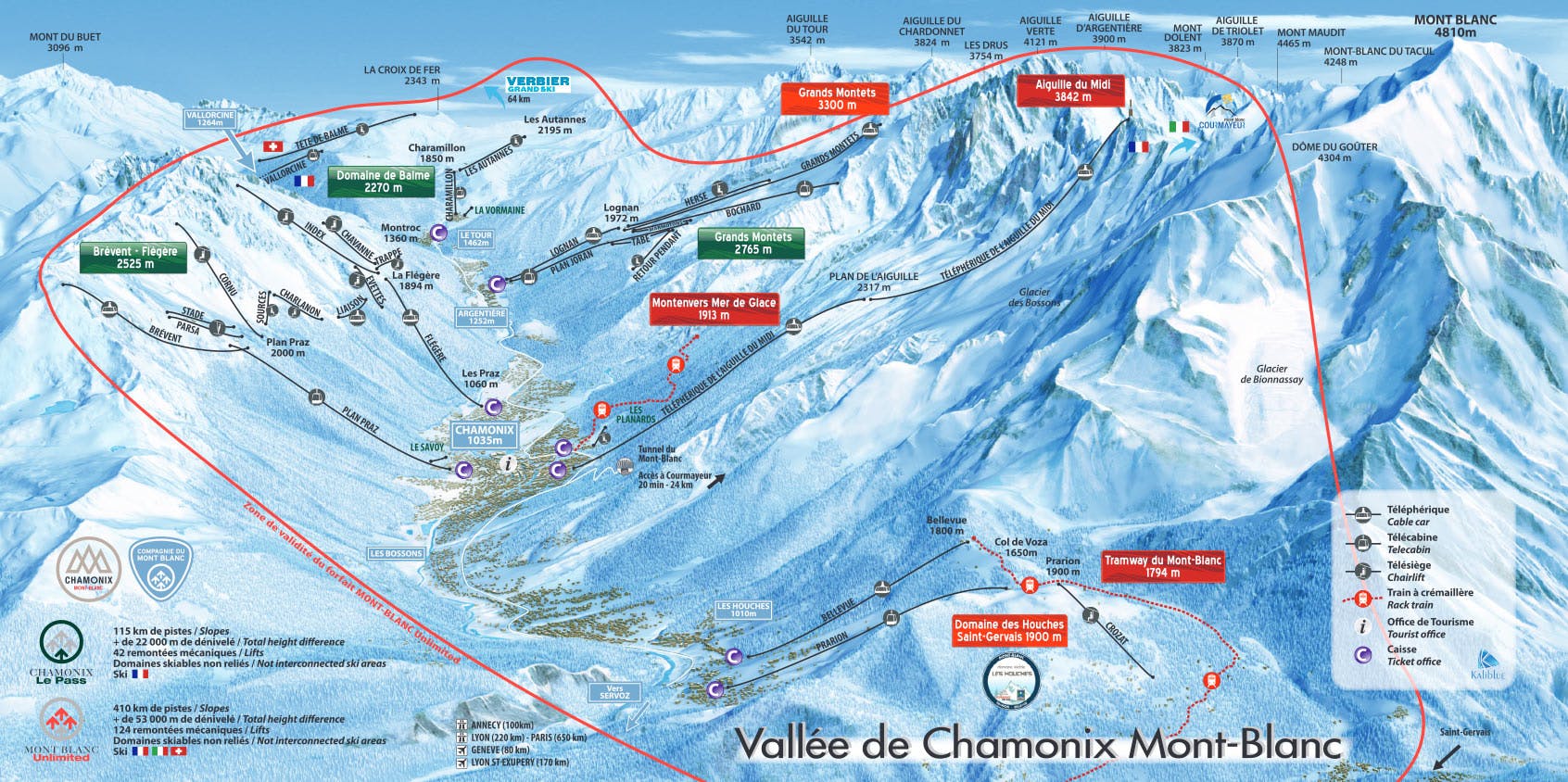 Argentiere ski map