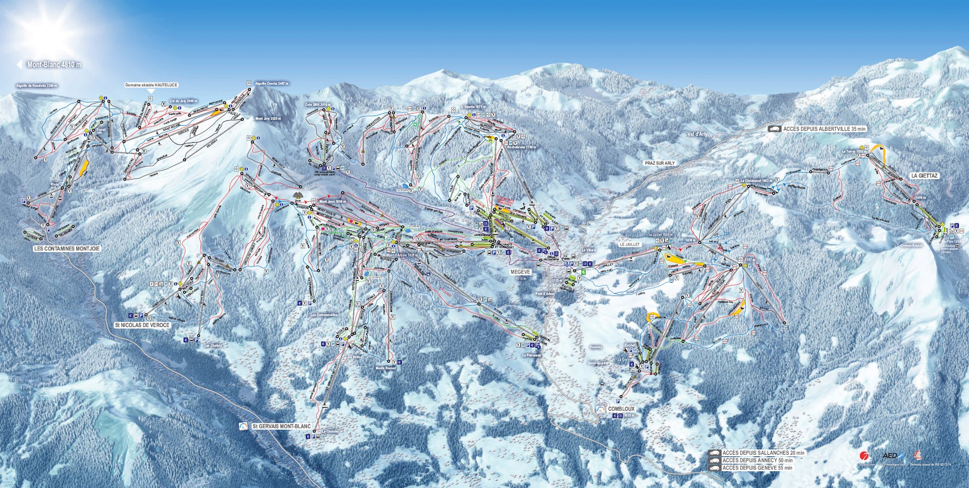Les Contamines-Montjoie ski map
