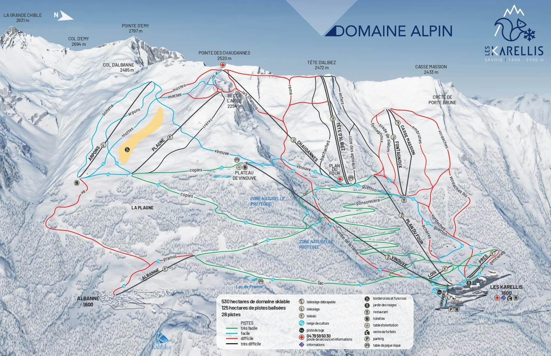 Les Karellis ski map