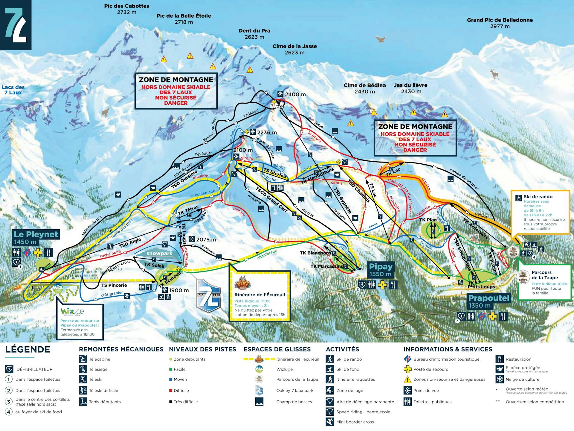 Les 7 Laux ski map