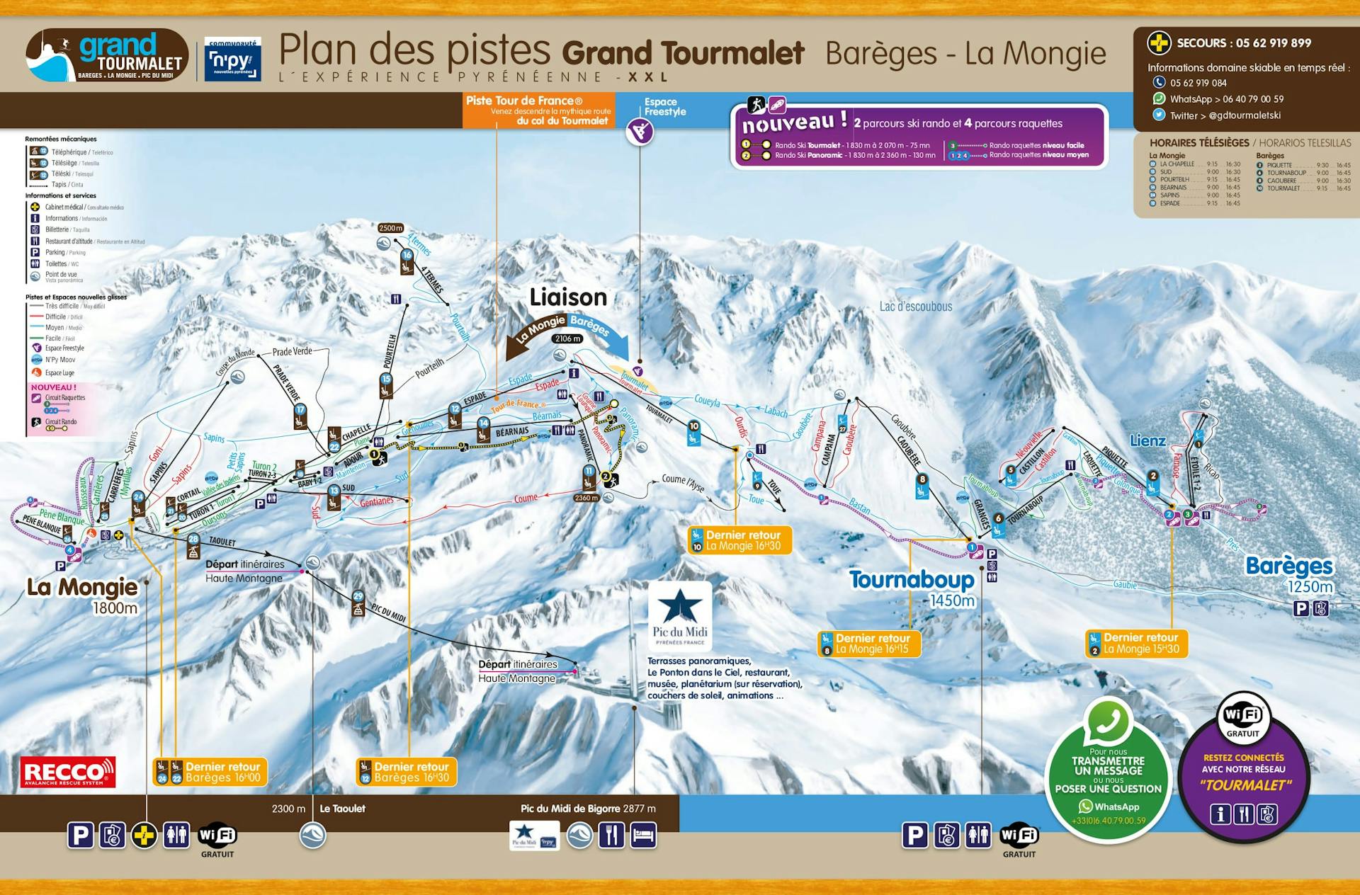 La Mongie (Pyrenees) ski map