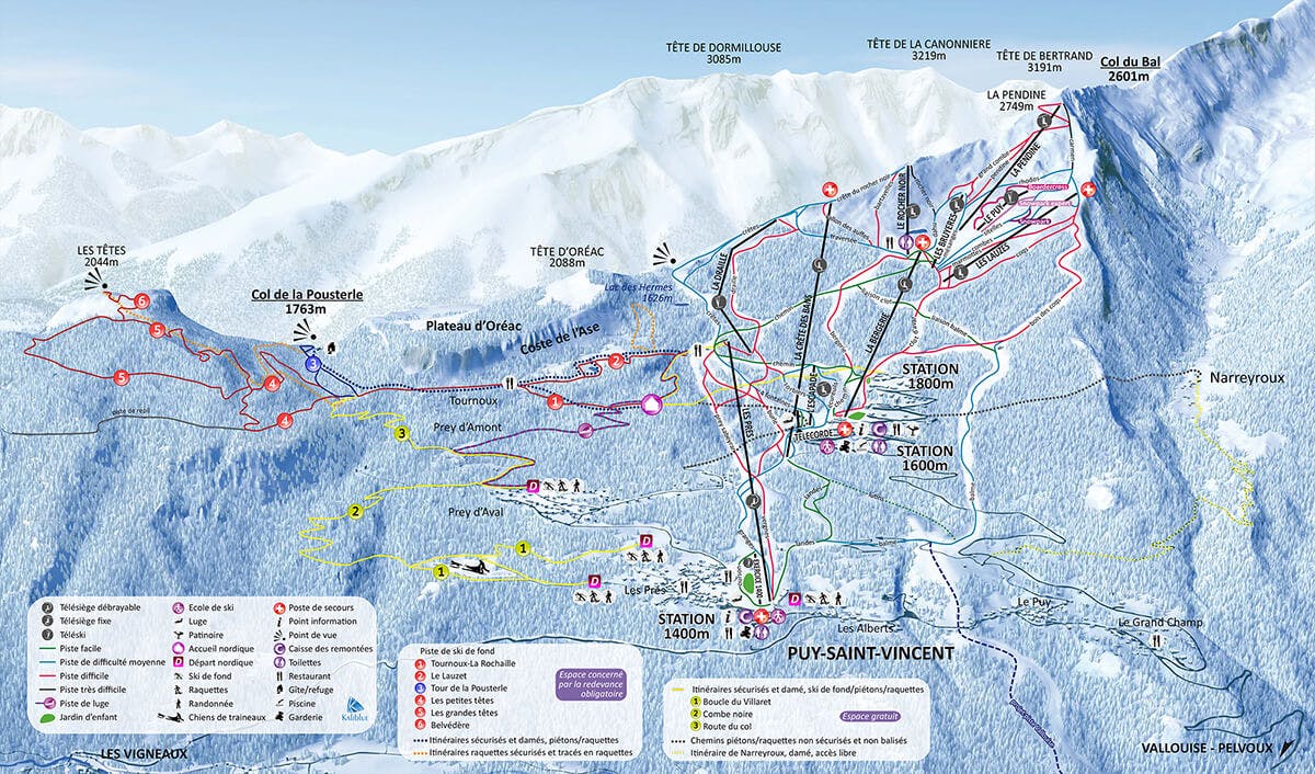 Puy-Saint-Vincent ski map