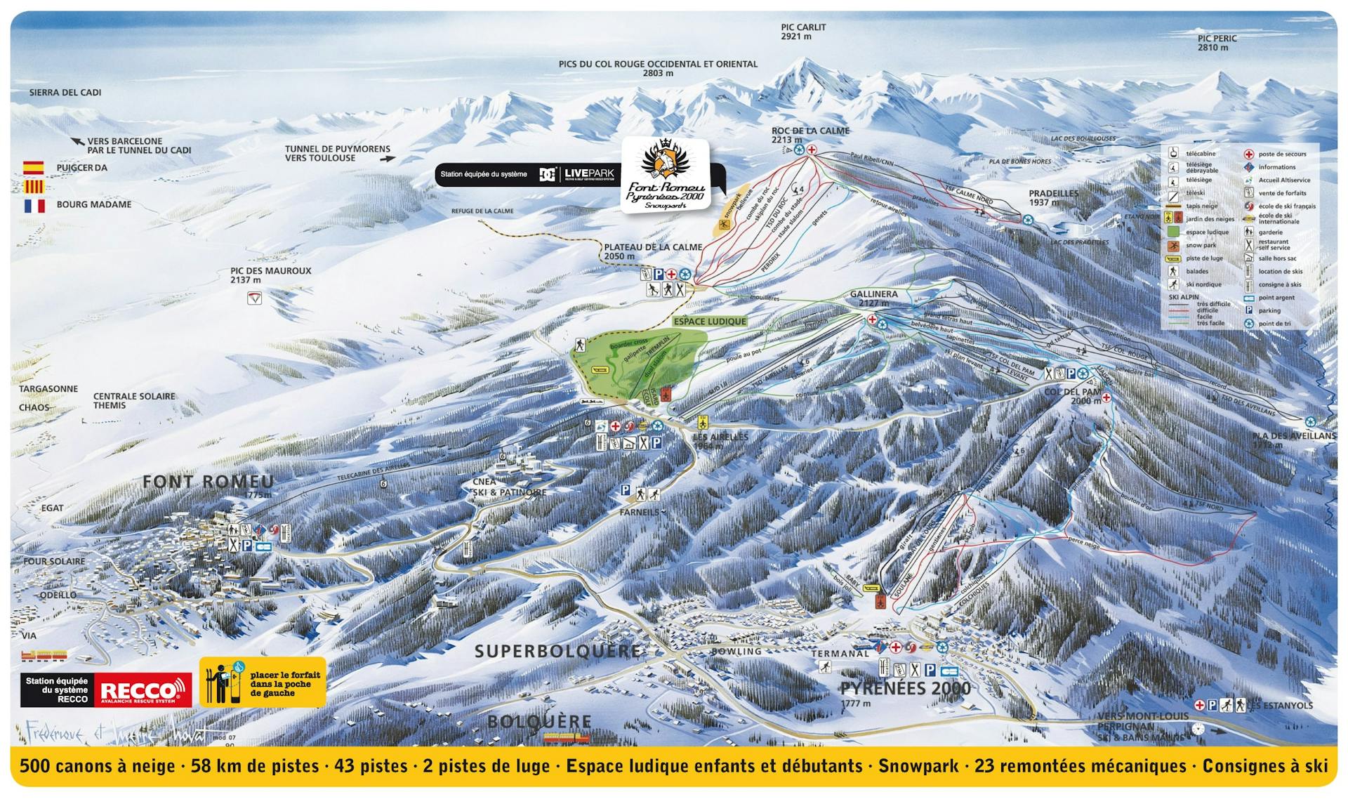 Font-Romeu (Pyrenees) ski map