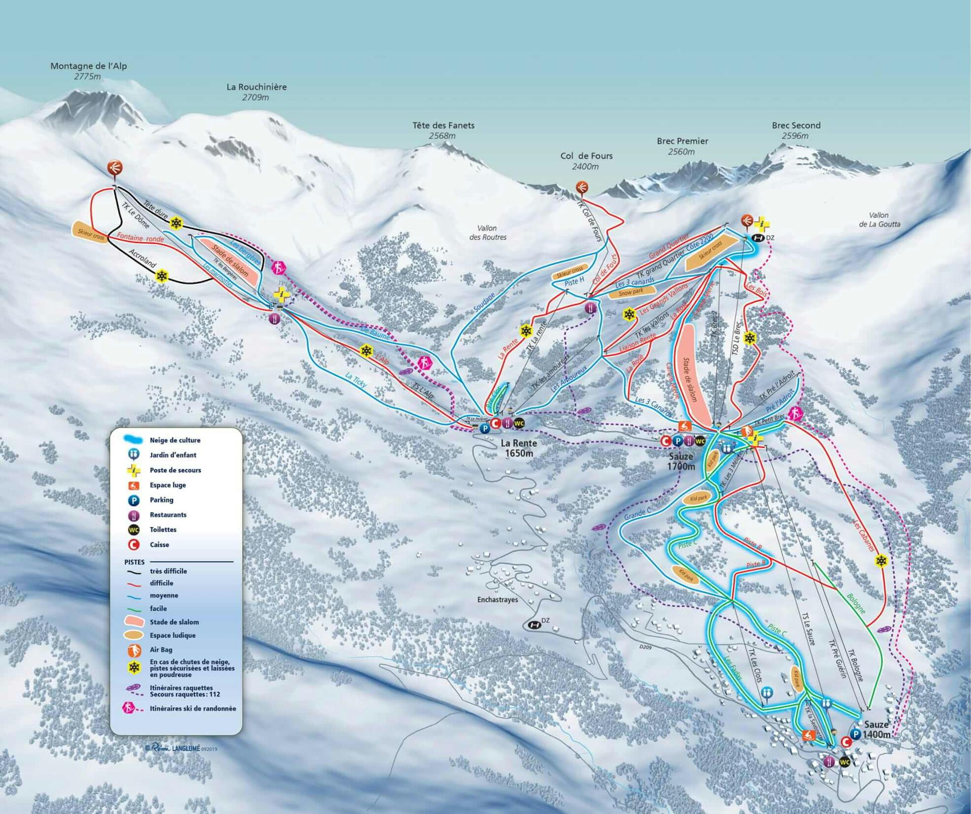 Super Sauze ski map