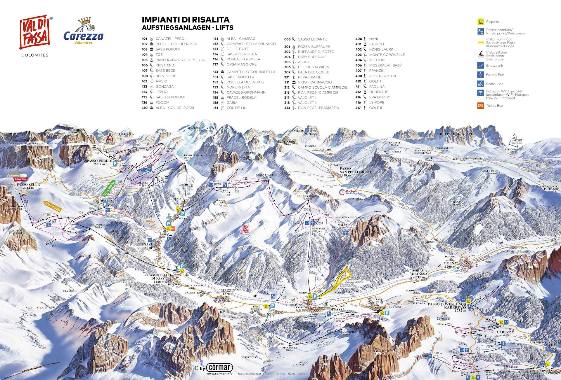 Campitello di Fassa ski map