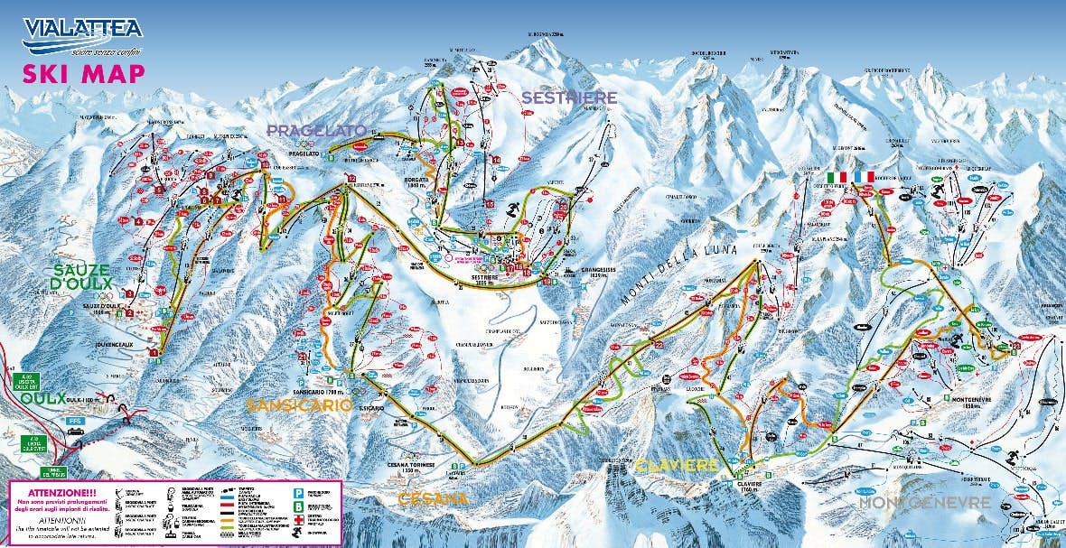 Cesana ski map