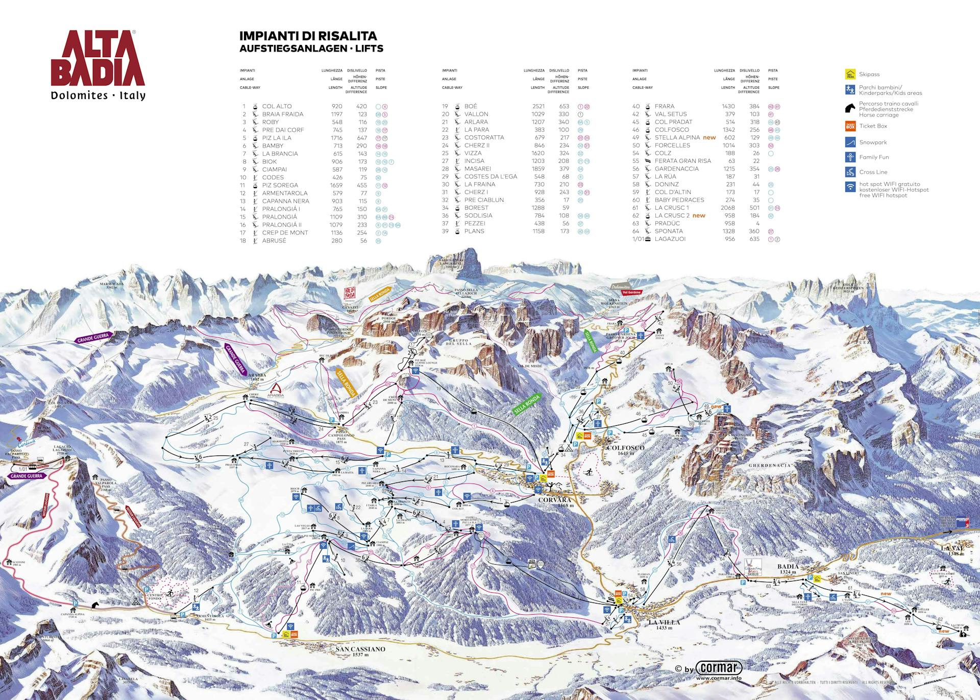 Corvara ski map