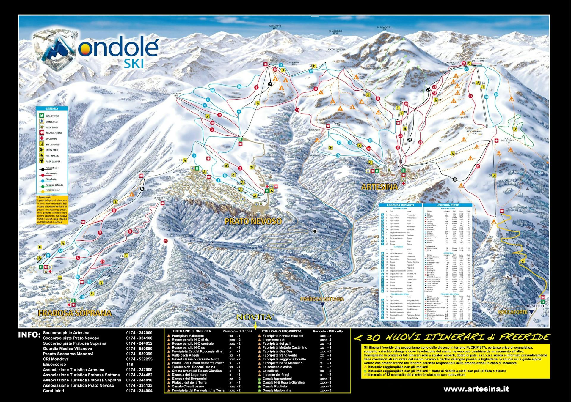 Mondole Ski ski map