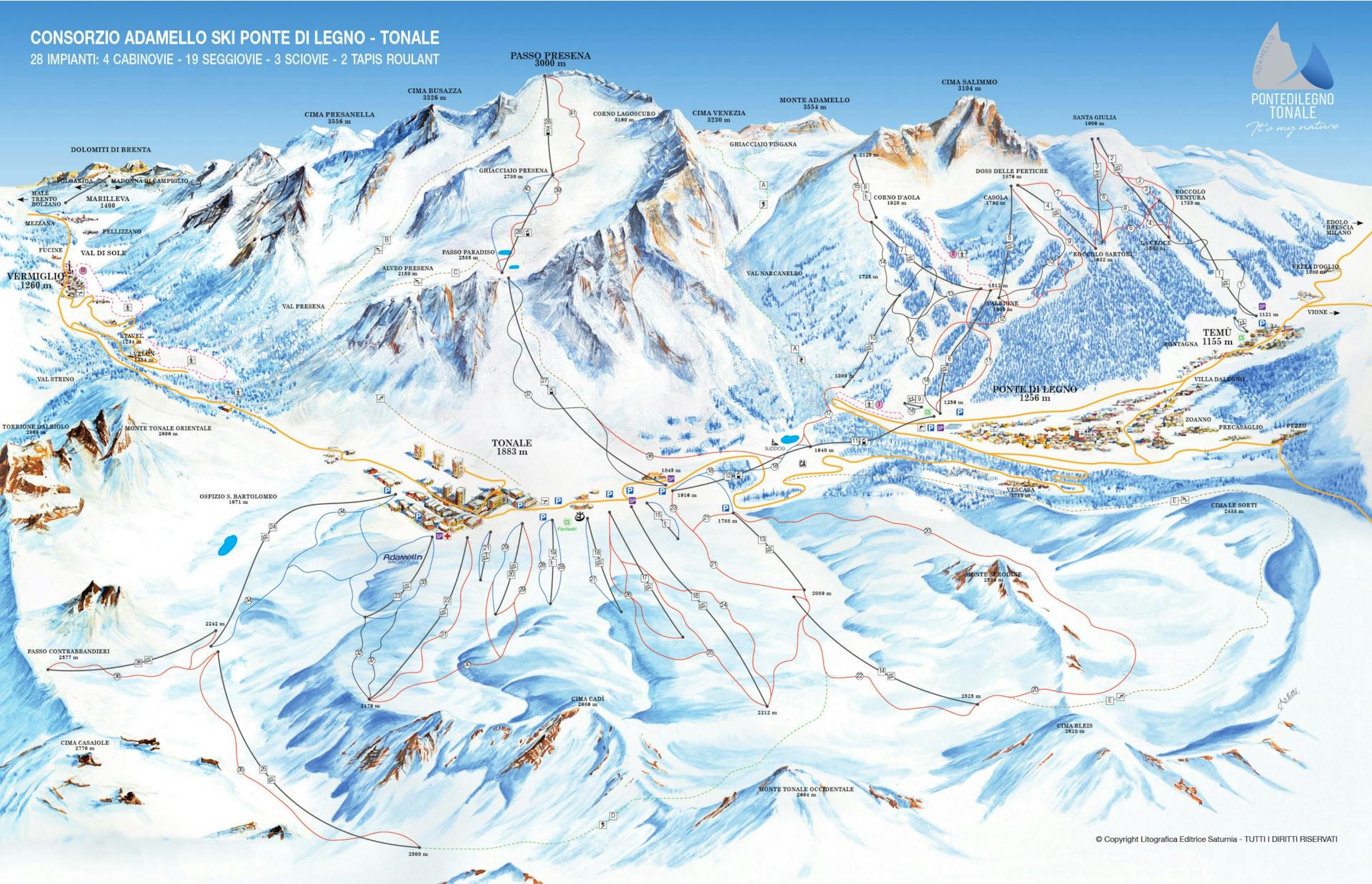 Passo Tonale ski map